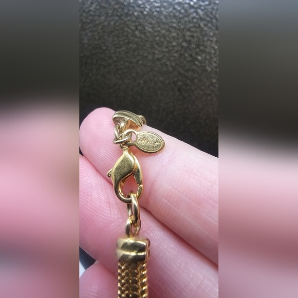 VTG Monet Gold Plated Flat Herringbone 16” Chocker Collar Chain Necklace Signed - Picture 7 of 10